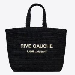 Replica Perfette Imitazioni borse griffate tote YSL Saint Laurent Rive Gauche all'uncinetto in rafia nera imitazioni