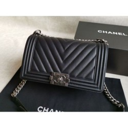 Replica Alta Qualità Boy Classica Chevron Flap Borse A67086 Nero
