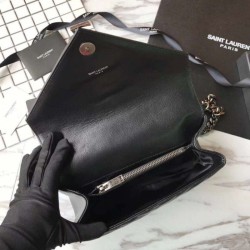 Riproduzione Fedele Dettagli perfetti YSL Saint Laurent Media Monogram Kate Chain Borse a tracolla Nero imitazioni Replica Alta Qualità Dettagli perfetti YSL Saint Laurent Media Monogram Kate Chain Borse a tracolla Nero
