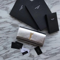 Saint Laurent Classic Metallic Monogramme frizione Argento imitazioni perfette