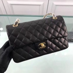 Qualità Specchio Medium Classica Flap in pelle di agnello nero GHW A01112 imitazioni perfette