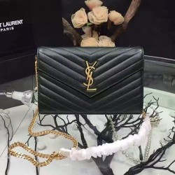 Raccoglitore YSL Saint Laurent della catena di cuoio della Matelasse di  Green Grained