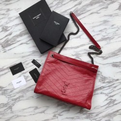 Shopping bag YSL Saint Lauren Niki Medium in pelle vintage increspata rossa Dupe Perfetta Cloni Firmate Shopping bag YSL Saint Lauren Niki Medium in pelle vintage increspata rossa imitazioni