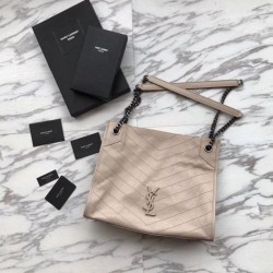 Shopping bag YSL Saint Lauren Niki Medium in pelle vintage increspata grigia Dupe Perfetta Cloni Firmate Shopping bag YSL Saint Lauren Niki Medium in pelle vintage increspata grigia imitazioni