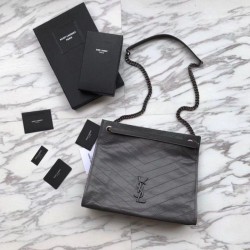 Shopping bag YSL Saint Lauren Niki Medium in pelle vintage increspata nera Dupe Perfetta Cloni Firmate Shopping bag YSL Saint Lauren Niki Medium in pelle vintage increspata nera imitazioni