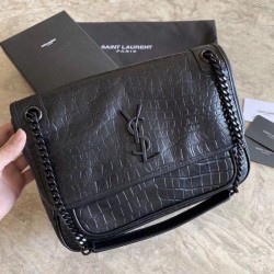 Borsa a catena media Niki YSL Saint Laurent in coccodrillo nera imitazioni perfette