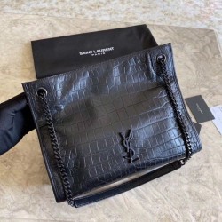 Cloni Firmate Borse YSL Saint Lauren Shopping  Niki Medium nera in coccodrillo imitazioni