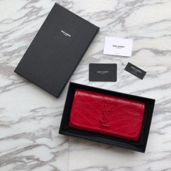 Portafoglio grande YSL Saint Laurent Niki in pelle increspata vintage rosso Dupe Perfetta Cloni Firmate Portafoglio grande YSL Saint Laurent Niki in pelle increspata vintage rosso imitazioni
