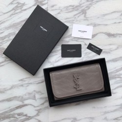 Portafoglio grande YSL Saint Laurent Niki in pelle increspata grigio vintage Dupe Perfetta Cloni Firmate Portafoglio grande YSL Saint Laurent Niki in pelle increspata grigio vintage imitazioni