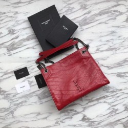 Cloni Firmate Shopping bag YSL Saint Lauren Niki Medium in pelle vintage increspata rossa imitazioni