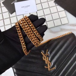 YSL Saint Laurent Granulato Matelasse Chain Portafoglio Nero YSL Saint Laurent Granulato Matelasse Chain Portafoglio Nero
