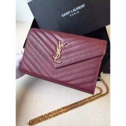 Sito Replica Saint Laurent Catena Portafoglio in pelle Bordeaux grano Imitazioni Replica perfette Saint Laurent Catena Portafoglio in pelle Bordeaux grano