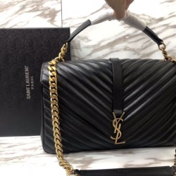 Replica perfette Saint Laurent grandi borse Monogram universitari in nero di capra