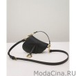 Mini borsa da sella Christian Dior con cinturino nero