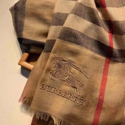 Replica Qualità superiore replica Dettagli perfetti Scialle Burberry Aquatic Cashmere Small Check 75 x 220 Marrone Griffate