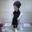 Classic Cashmere Jacquard Sciarpa e Cappello Nero