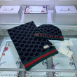 Classic Cashmere Jacquard Sciarpa e Cappello Nero