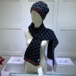 Classic Cashmere Jacquard Sciarpa e Cappello Nero