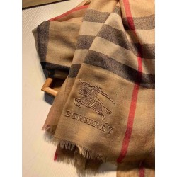 Qualità superiore replica Dettagli perfetti Scialle Burberry Aquatic Cashmere Small Check 75 x 220 Marrone