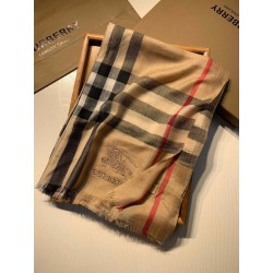 Qualità superiore replica Dettagli perfetti Scialle Burberry Aquatic Cashmere Small Check 75 x 220 Marrone
