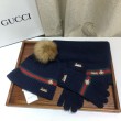 falso Classic Cashmere Jacquard Sciarpa e Cappello Blu Scuro