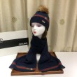 falso Classic Cashmere Jacquard Sciarpa e Cappello Blu Scuro