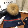 falso Classic Cashmere Jacquard Sciarpa e Cappello Blu Scuro