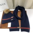 falso Classic Cashmere Jacquard Sciarpa e Cappello Blu Scuro