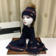 falso Classic Cashmere Jacquard Sciarpa e Cappello Blu Scuro