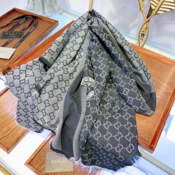 Replica Wool GG jacquard Sciarpa quadrata double face Blu Griffate