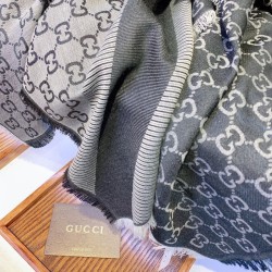 Replica Wool GG jacquard Sciarpa quadrata double face Blu Griffate