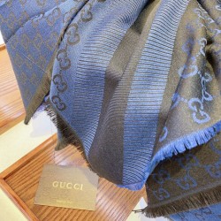 Dupe Qualità da grande replica Wool GG jacquard Sciarpa quadrata double face Blu imitazioni perfette Replica Qualità da grande replica Wool GG jacquard Sciarpa quadrata double face Blu Griffate