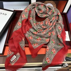 Replica Qualità superiore replica Sciarpa Double G in cashmere con motivo mela intrecciata Griffate