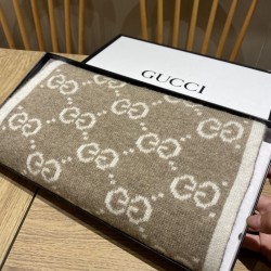 Replica Pari all'originale replica Sciarpa Classic Wool GG jacquard Caffè Griffate