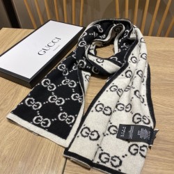 Replica Dettagli perfetti Sciarpa Classic Wool GG jacquard Blu Griffate