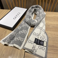 Replica Sciarpa Classic Wool GG jacquard Grigia Griffate