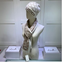 Dupe Qualità superiore replica Classic Cashmere Jacquard sciarpa e cappello fronte / bianco imitazioni perfette Replica Qualità superiore replica Classic Cashmere Jacquard sciarpa e cappello fronte / bianco Griffate