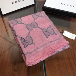Replica Pari all'originale replica Sciarpa in cashmere con logo jacquard GG Lurex Rose Griffate