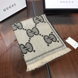 Replica Pari all'originale replica falso Sciarpa in cashmere con logo jacquard GG Lurex Grigio Griffate