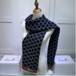 Replica Pari all'originale replica Sciarpa cashmere jacquard 30 x 190 blu scuro Griffate