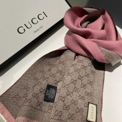 Replica Pari all'originale replica Sciarpa in cashmere jacquard con motivo GG 23 x 180 Rosa Griffate