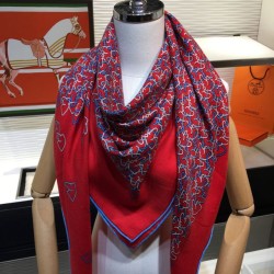 Replica Hermes divertente scialle di seta cashmere testa di cavallo 140 rosso Griffate