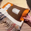 Qualità superiore replica Scialle Burberry in lana e cashmere con motivo check double face e logo 30 x 180 arancione