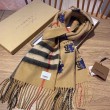 Scialle Burberry in lana e cashmere con motivo check double-face e logo 30 x 180 marrone