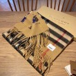 Scialle Burberry in lana e cashmere con motivo check double-face e logo 30 x 180 marrone