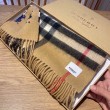 Scialle Burberry in lana e cashmere con motivo check double-face e logo 30 x 180 marrone