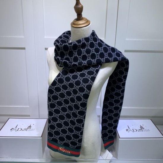 Pari all'originale replica Sciarpa cashmere jacquard 30 x 190 blu scuro