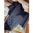 Sciarpa classica da uomo in cashmere double face Blu scuro