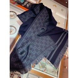 Sciarpa classica da uomo in cashmere double face Blu scuro