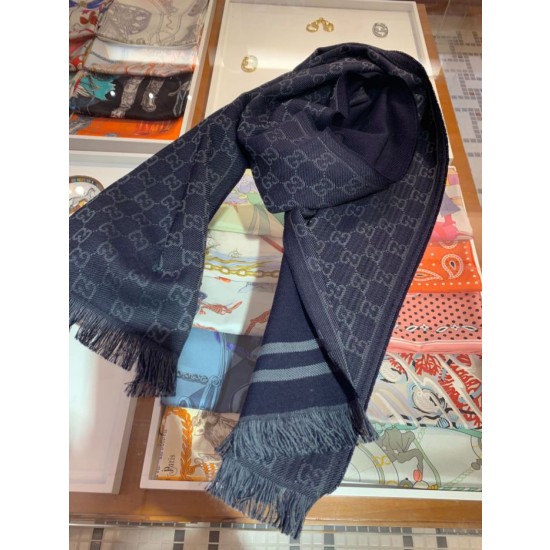 Sciarpa classica da uomo in cashmere double face Blu scuro